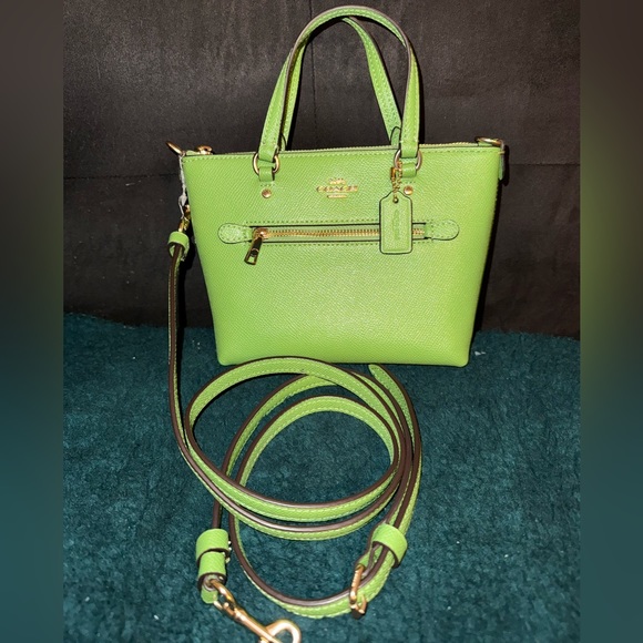 Coach Handbags - Coach CA844 Mini Gallery Crossbody Crossgrain Leather Green Brass Hardware